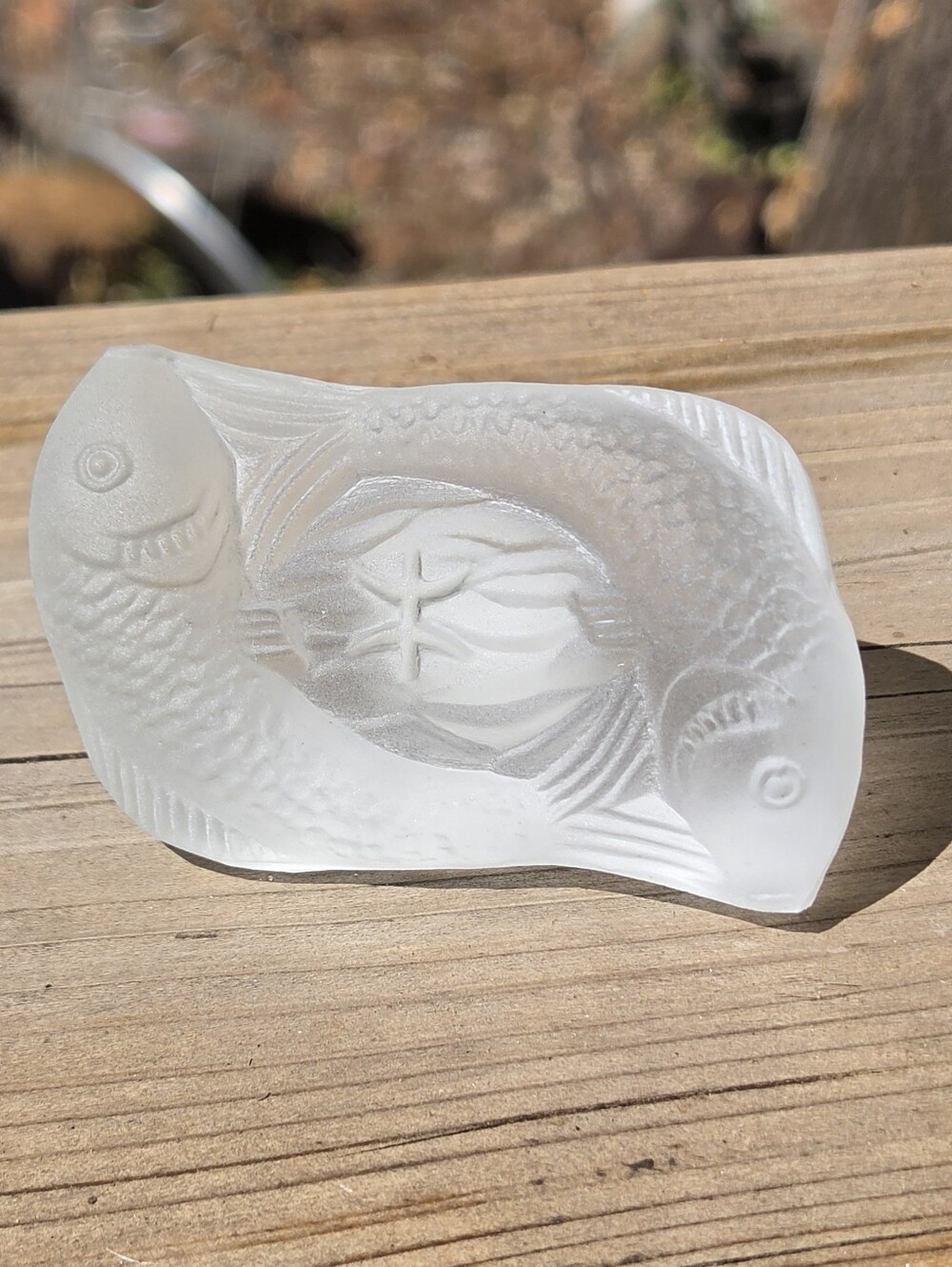 Frosted White Glass Pisces Decorative Piece - Picture 3 of 5